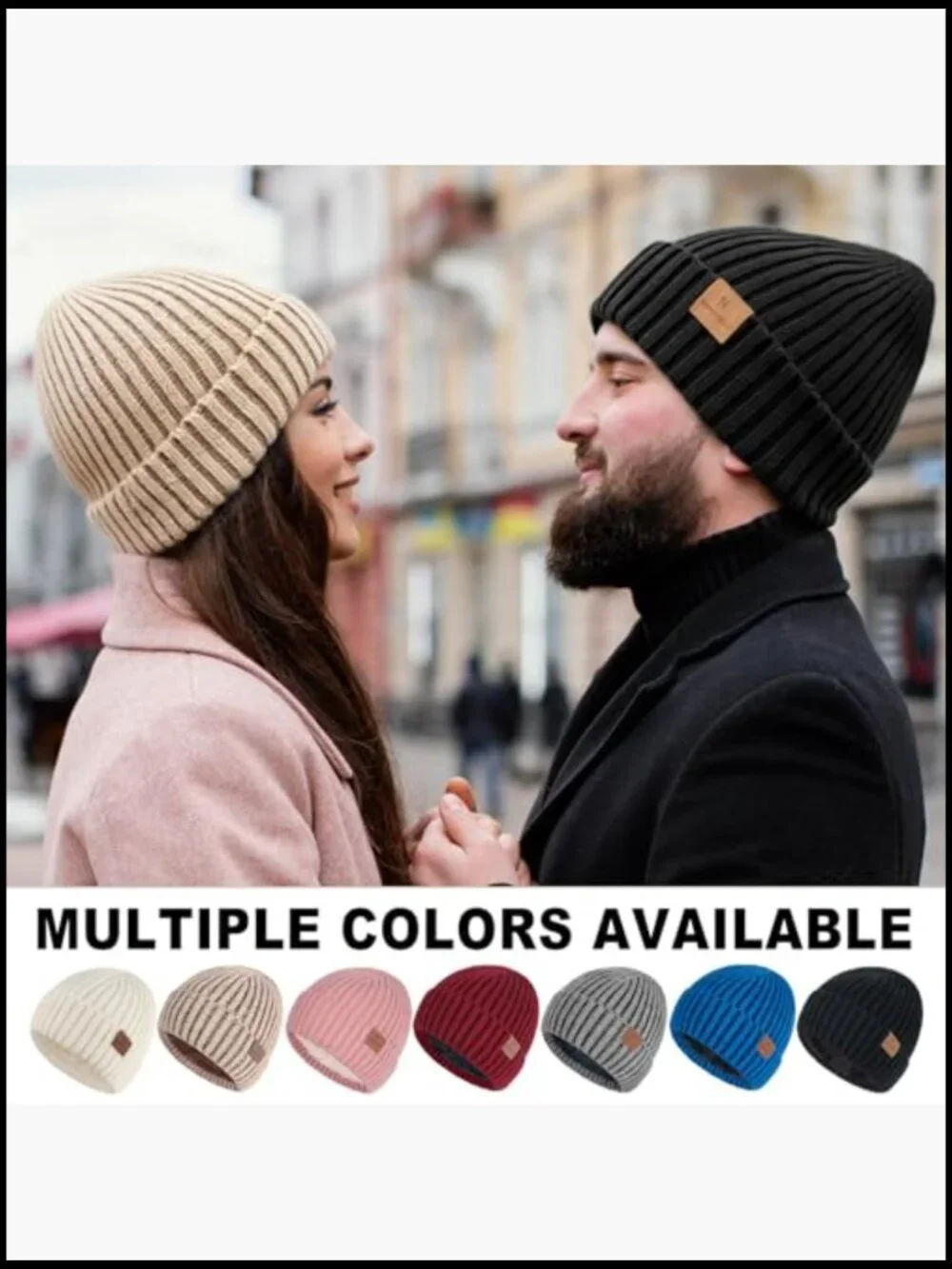 3 Pack Thermal Plush Lined Beanie Double Layer Warm Knit Hat for Cold Weather - Picture 6 of 7